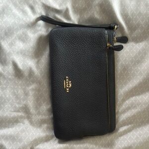 Coach Black Leather Wristlet